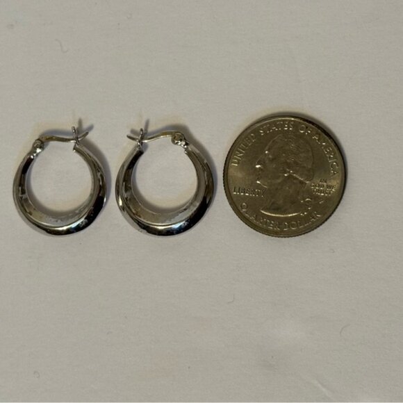 EARRINGS HINGED HOOP STERLING SILVER 925 2.3 g - Picture 7 of 7